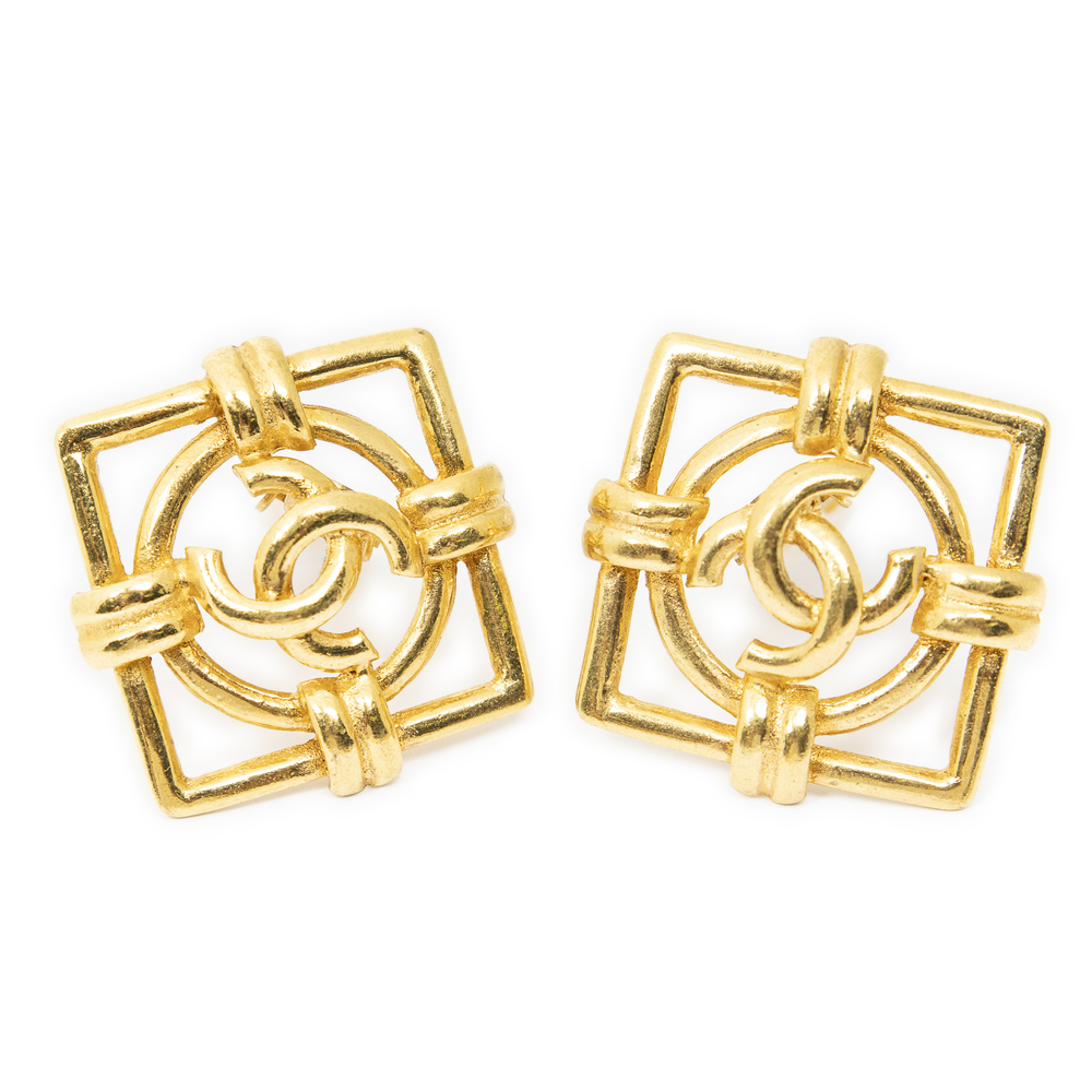 Chanel CC Square Clip On Earrings